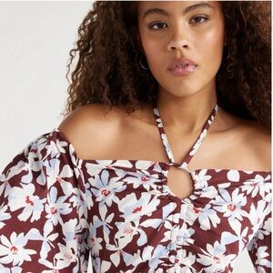 Chic Brown and White Midi Dress